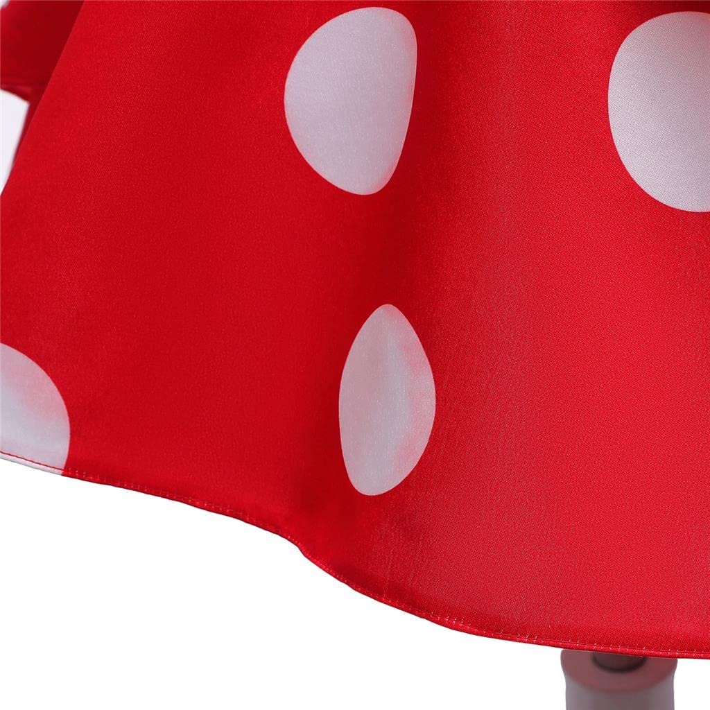 Lito Angels Deguisement Mouse/Chiots tachetés pour Enfant Fille, Robe à Pois Anniversaire Fete Carnaval, Rouge et Blanc/Blanc et Noir