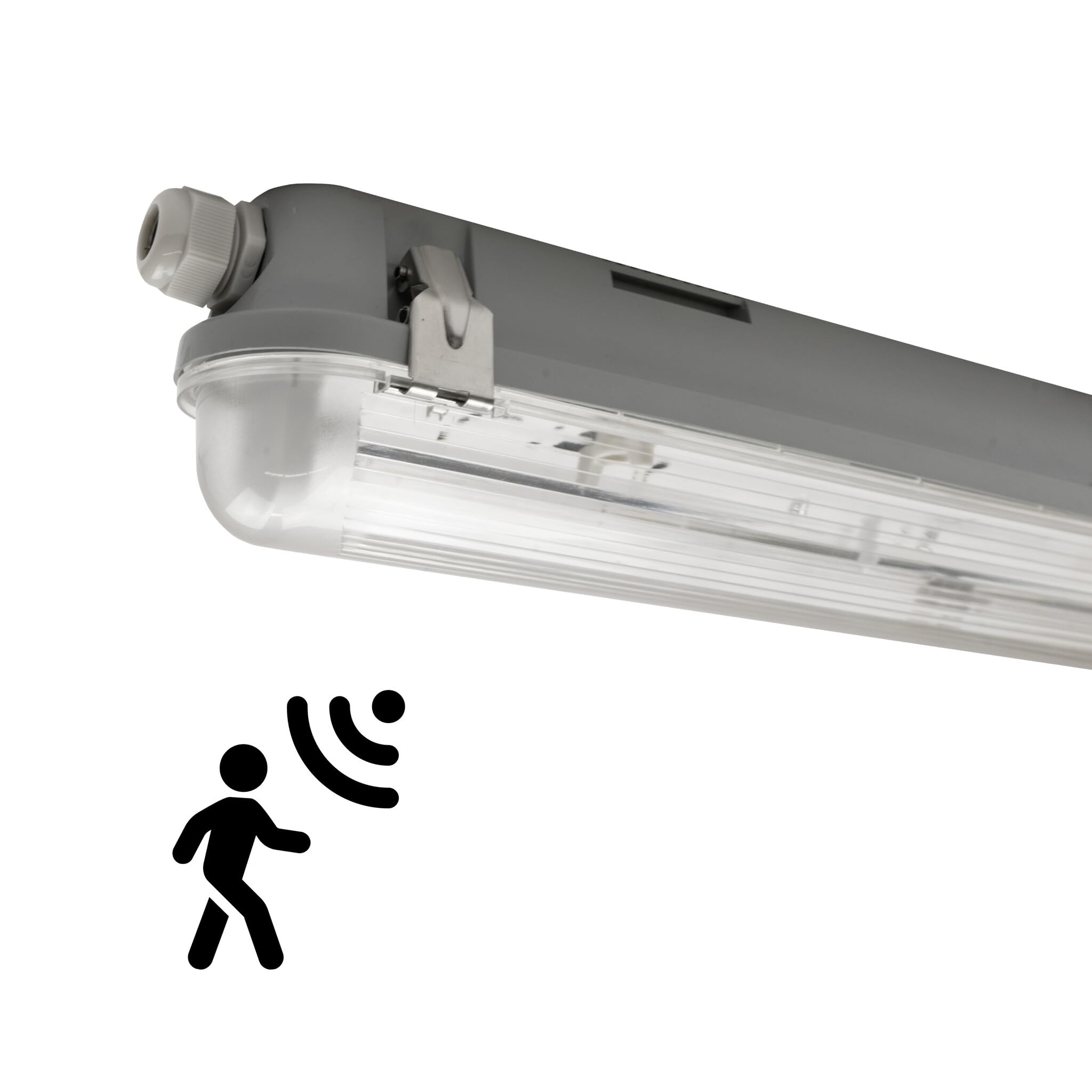 Ledvion - 1 pieza, pantalla estanca, 120cm, IP65, con sensor, Tubo No incluido, lámpara de techo para garaje, de bodega, tubo led, almacén