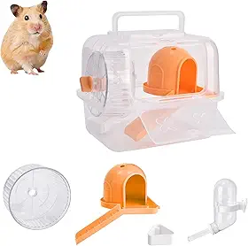 Nicerice Gaiola Portátil Para Transporte De Hamster, Gaiola Respirável Para Pequenos Animais De Estimação Ao Ar Livre, Gaiola Multifuncional Para Porquinho-Da-Índia Com Bebedouros, Rodas