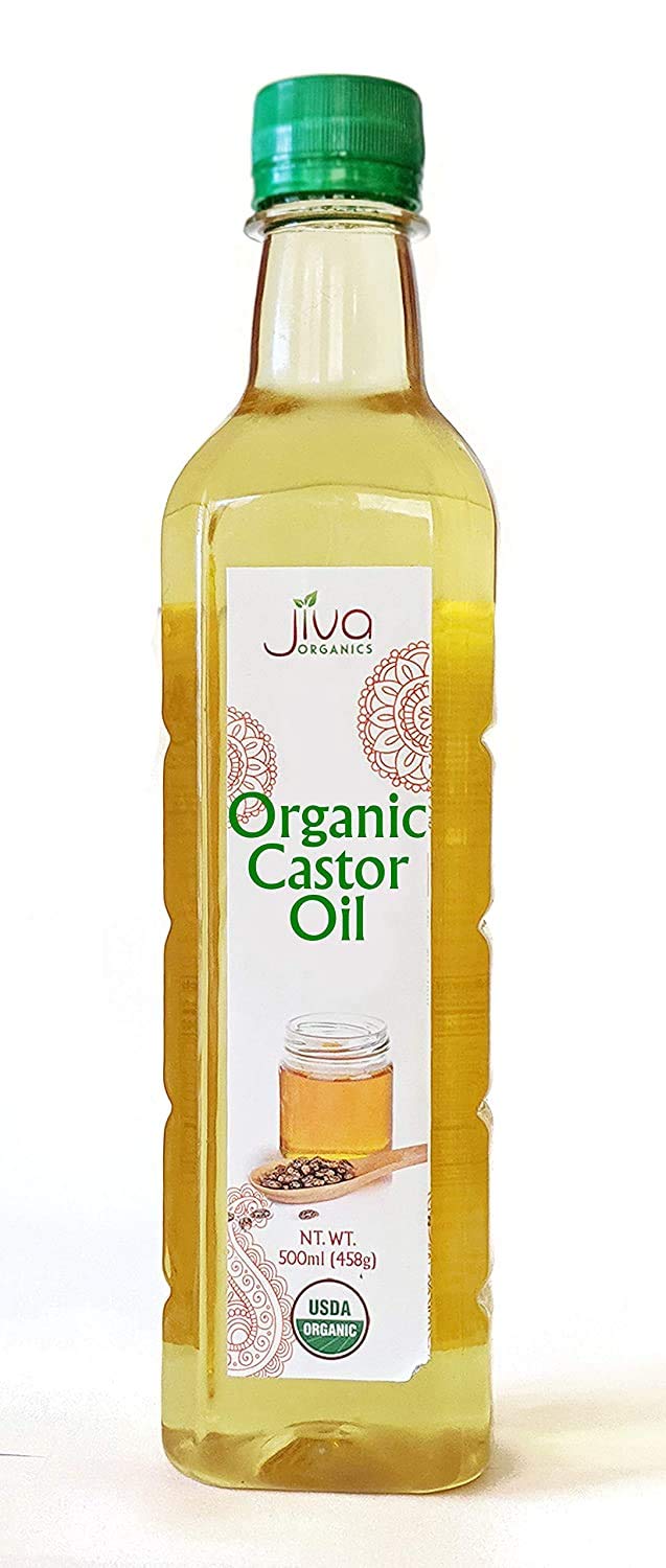 Jiva Organics Castor Oil 16.9 Ounce - Pure, Cold Pressed, Hexane Free - Moisturizing & Healing, For Dry Skin, Hair Growth Care, Eyelashes