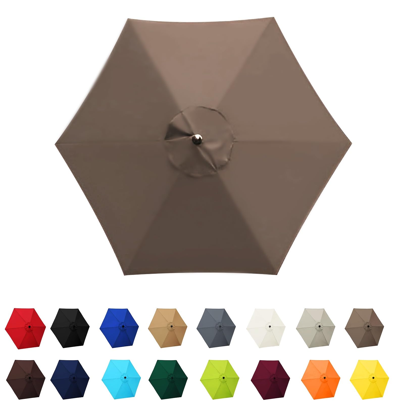 Garden Parasol Canopy Cover, 2m 2.30m 2.7m 3.0m Market Table Umbrella Canopy, patio umbrella replacement canopy,for Patio Market Table Umbrella Garden Parasol Canopy Cover(Dark top color,6ribs:2m/6.5f