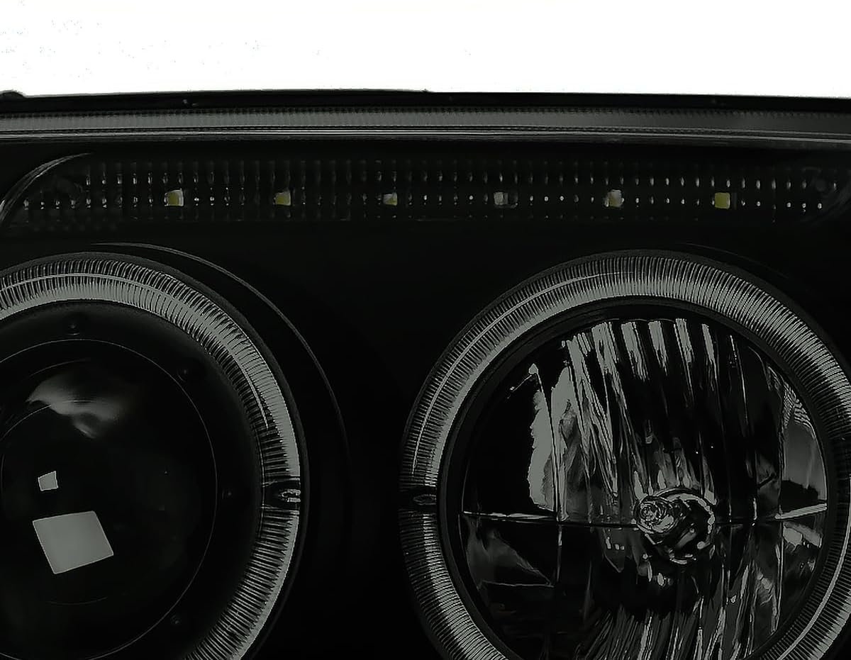 SPEC-D TUNING Glossy Black R8 Style Projector Headlights w/Fog Lamps Compatible with 1999-2005 VW Jetta/Bora Mk4, Left + Right Pair Headlamps Assembly