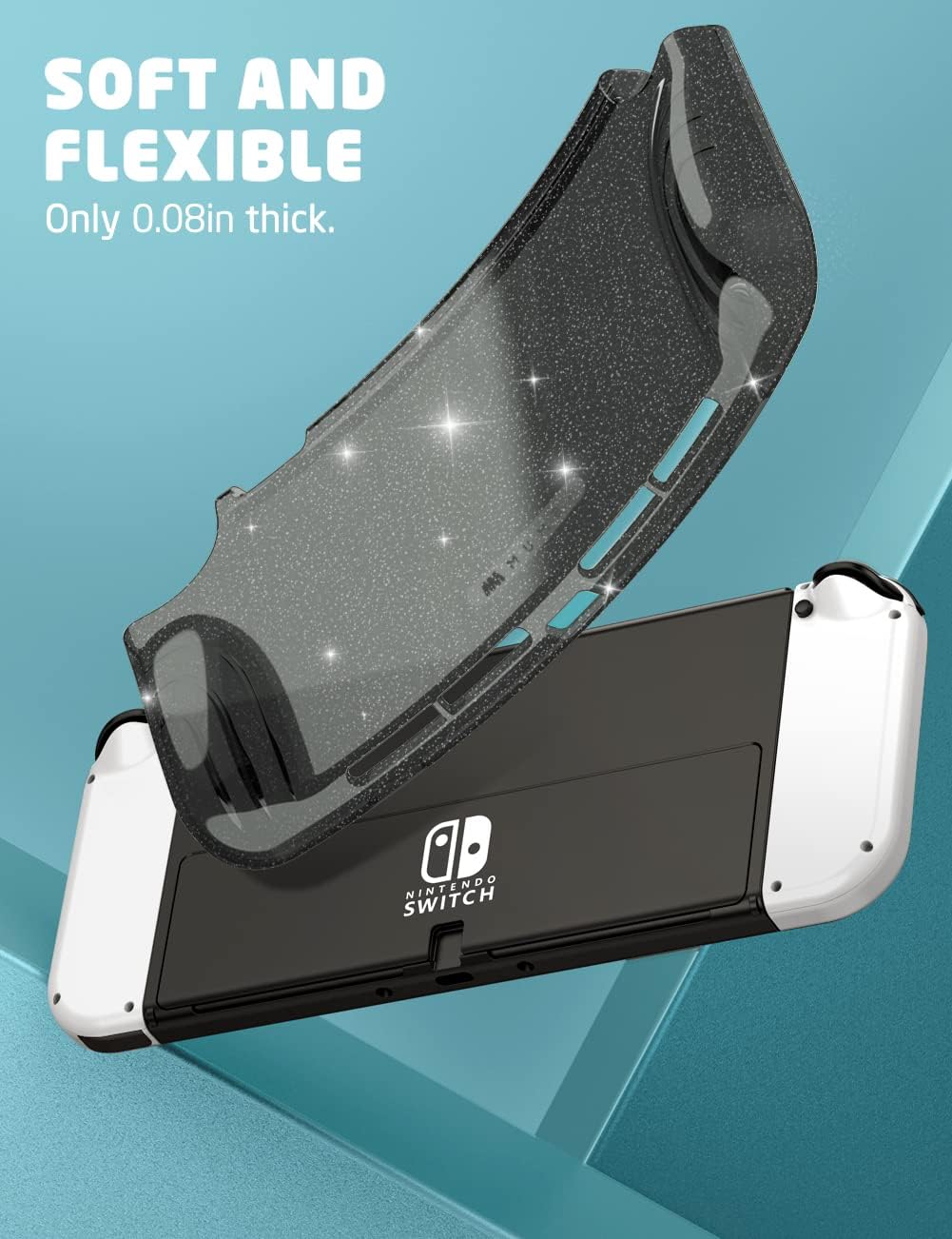 Mumba Case for Nintendo Switch OLED 2021, [Thunderbolt Series] Protective Clear Cover with TPU Grip Compatible with Nintendo New Switch OLED 7 Inch Console and Joy-Con Controller (Shadow) - Image 4