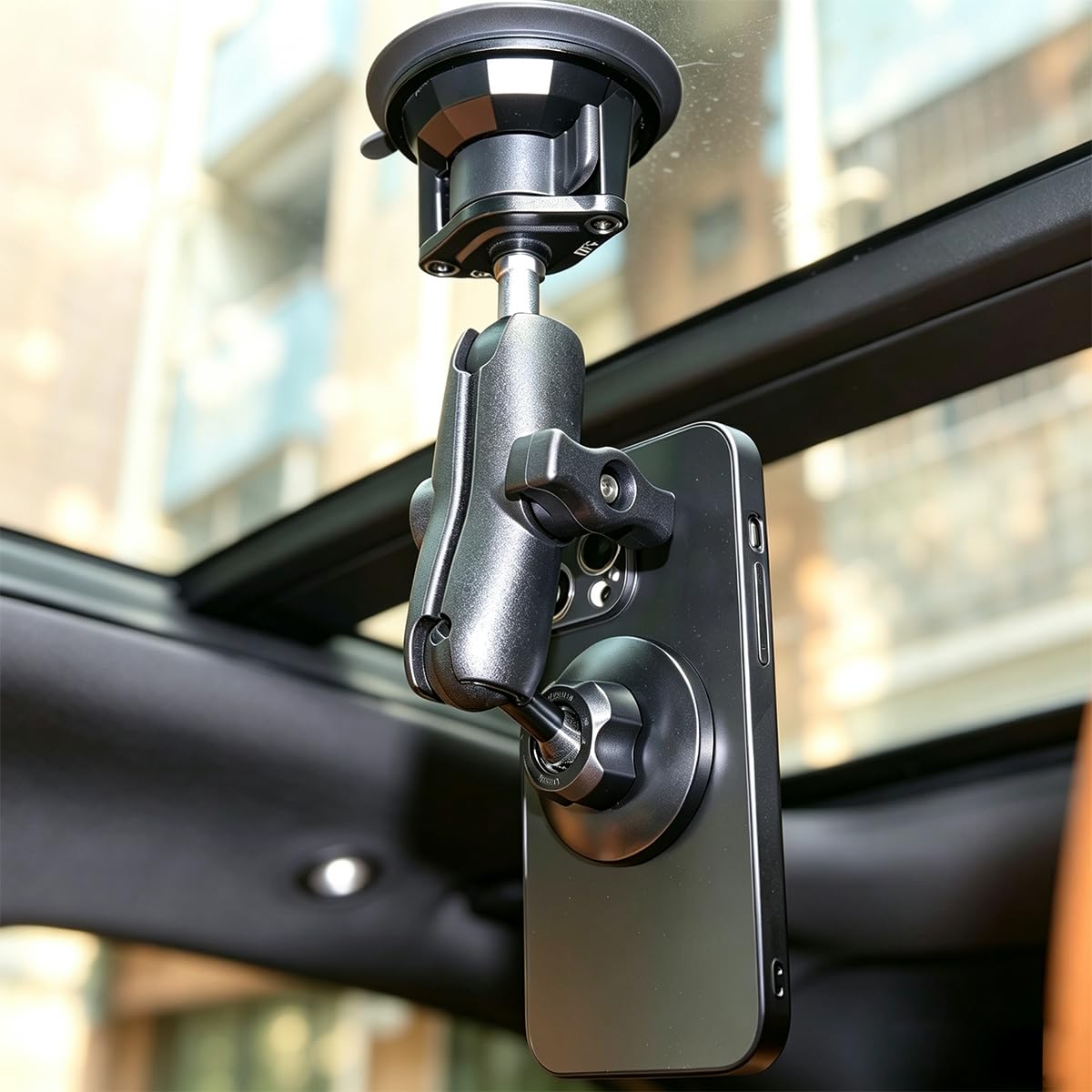 Soporte magnético con ventosa para coche, juntas esféricas dobles