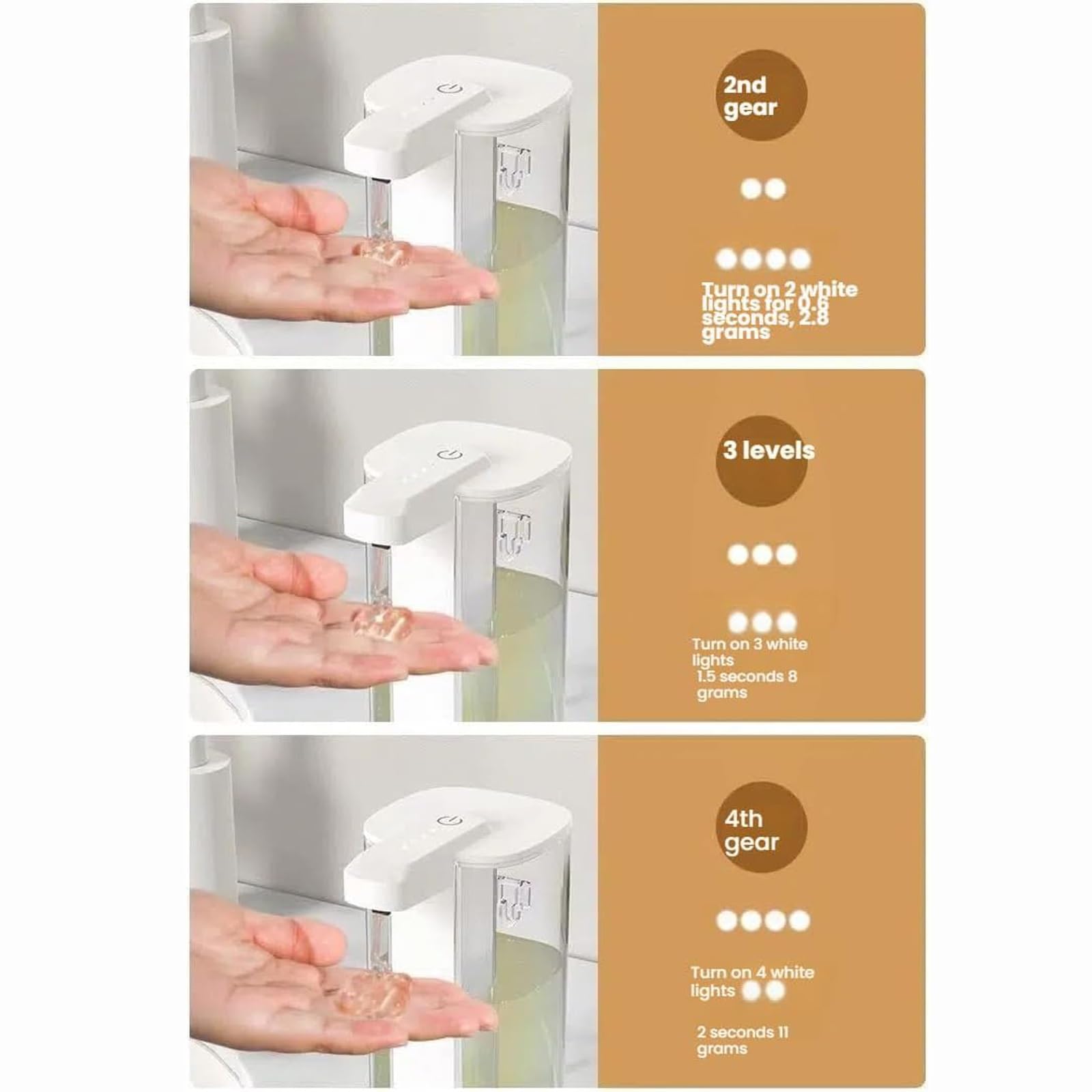 Dozownik mydła do rąk, automatyczny dozownik mydła, bezdotykowy dozownik mydła do naczyń, 500 ml, 4 regulowane poziomy mydła, dozownik płynu do łazienki, kuchni