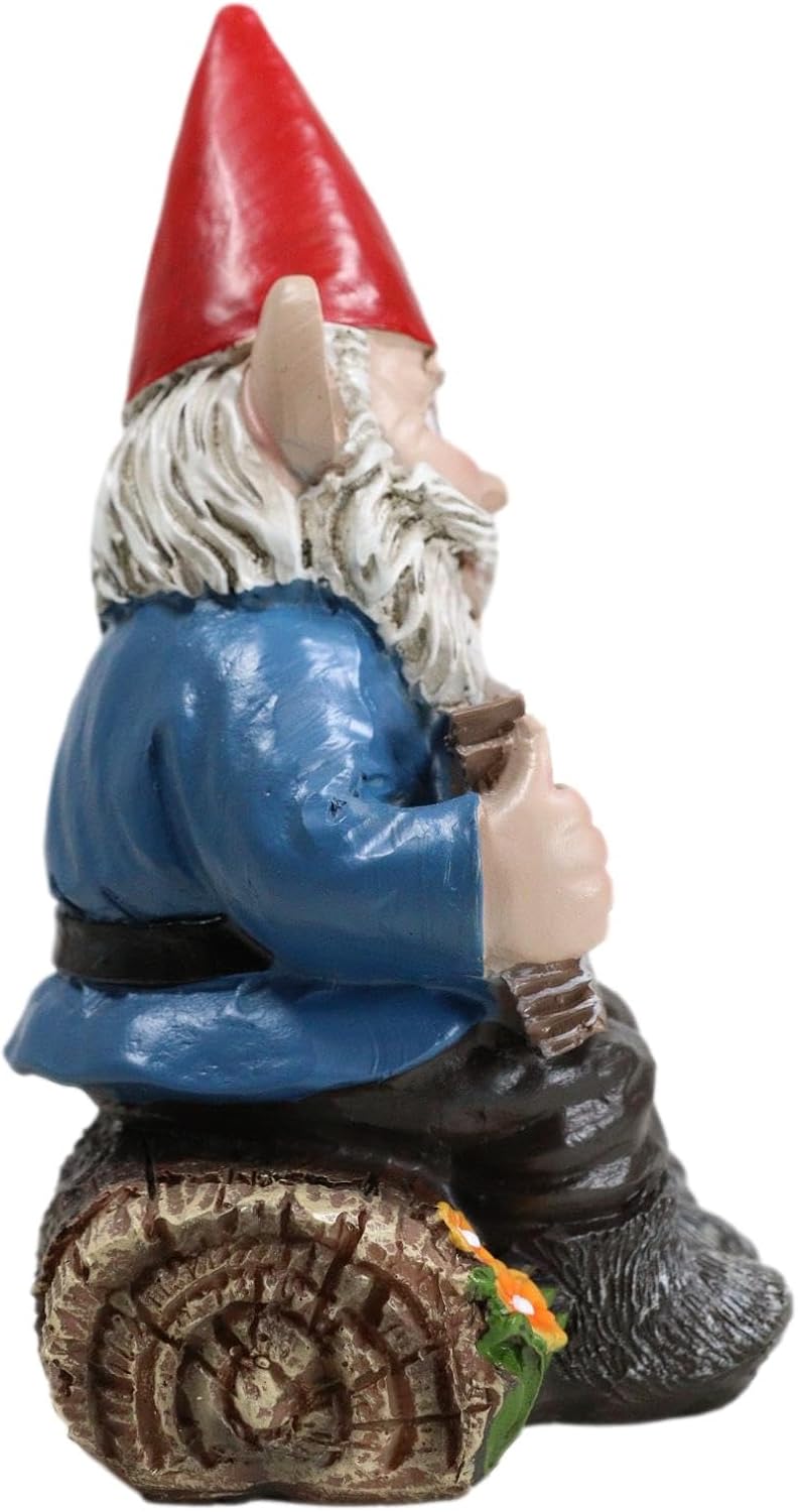 Ebros Whimsical Mr and Mrs Gnome Hobbit Couple Sitting On Garden Log Statue 6.25" Tall 'Grow Old with Me The Best is Yet to Be' Gnomes Home Decor Sculpture Figurine - Image 4