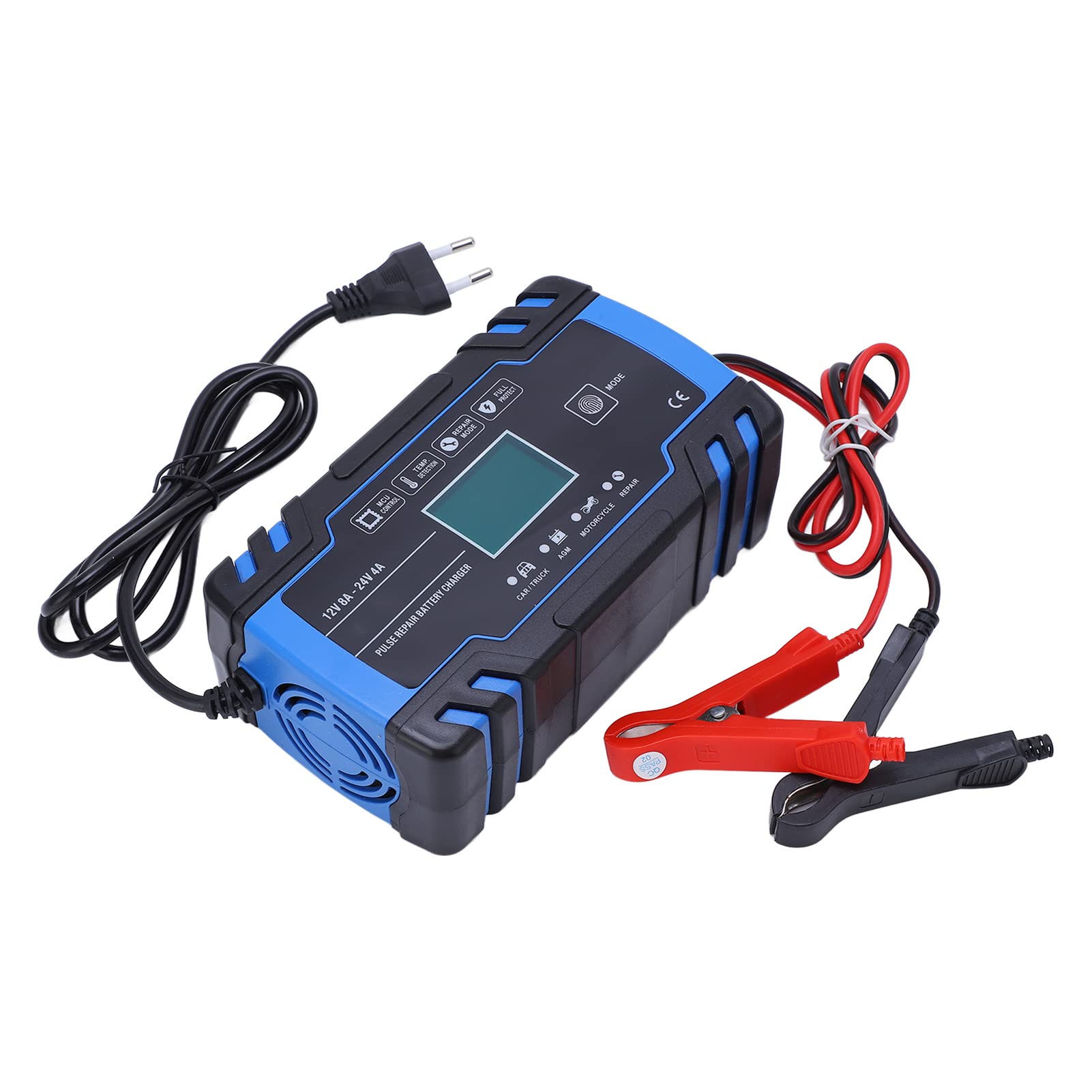 Caricabatterie Auto 12V, Mantenitore Automatico per Batterie AGM con Ventola di Raffreddamento e Guscio in ABS, Alimentatore per Ricarica e Manutenzione Batteria Veicolo