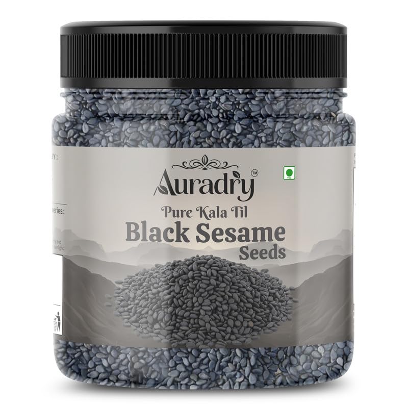 AURADRY Black Sesame Seeds for Eating 1Kg| Whole Fresh and Natural Unhulled Kale Till | Black Til Seed for Weight Management, Indian Spice | Kaale Til