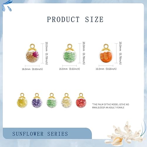 Miniatura 2 de 100 dijes de bola de cristal coloridos de 0.631 pulgadas (0.630 in), dije de bola de cristal con estrella brillante, bola de espuma, taladro de