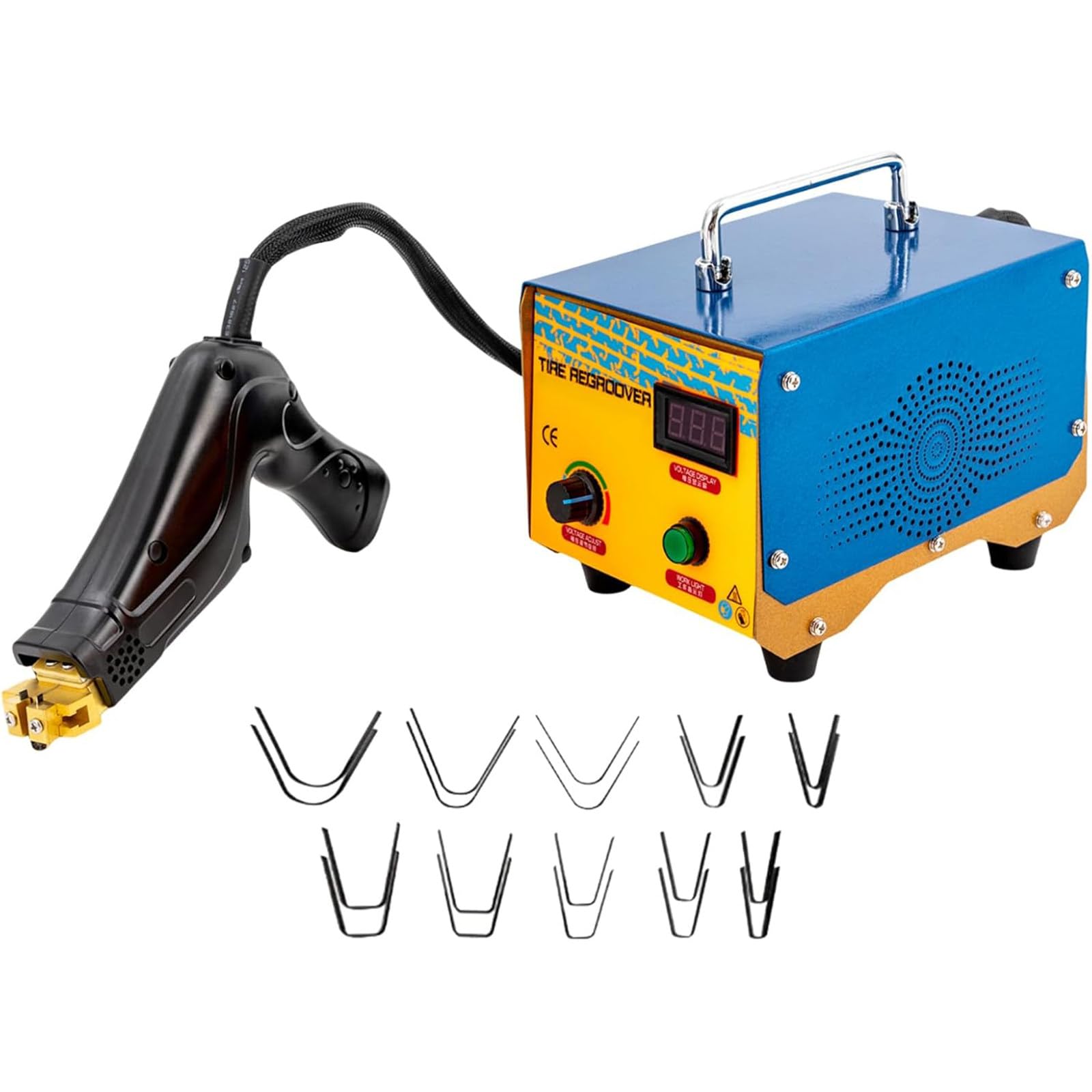 PtaTritious Tire Grooving Machine Tools, Tire Regrooving Cutter, Heated Truck Tire Grooving Machine, Tire Grooving Tool for Carving Older Tires,with 20pcs U/V-Shaped Blades