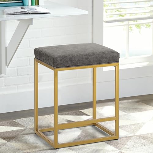 Sophia & William White & Gold - Juego de 4 taburetes de bar de 24 pulgadas de altura de mostrador para encimera de cocina, taburetes de bar