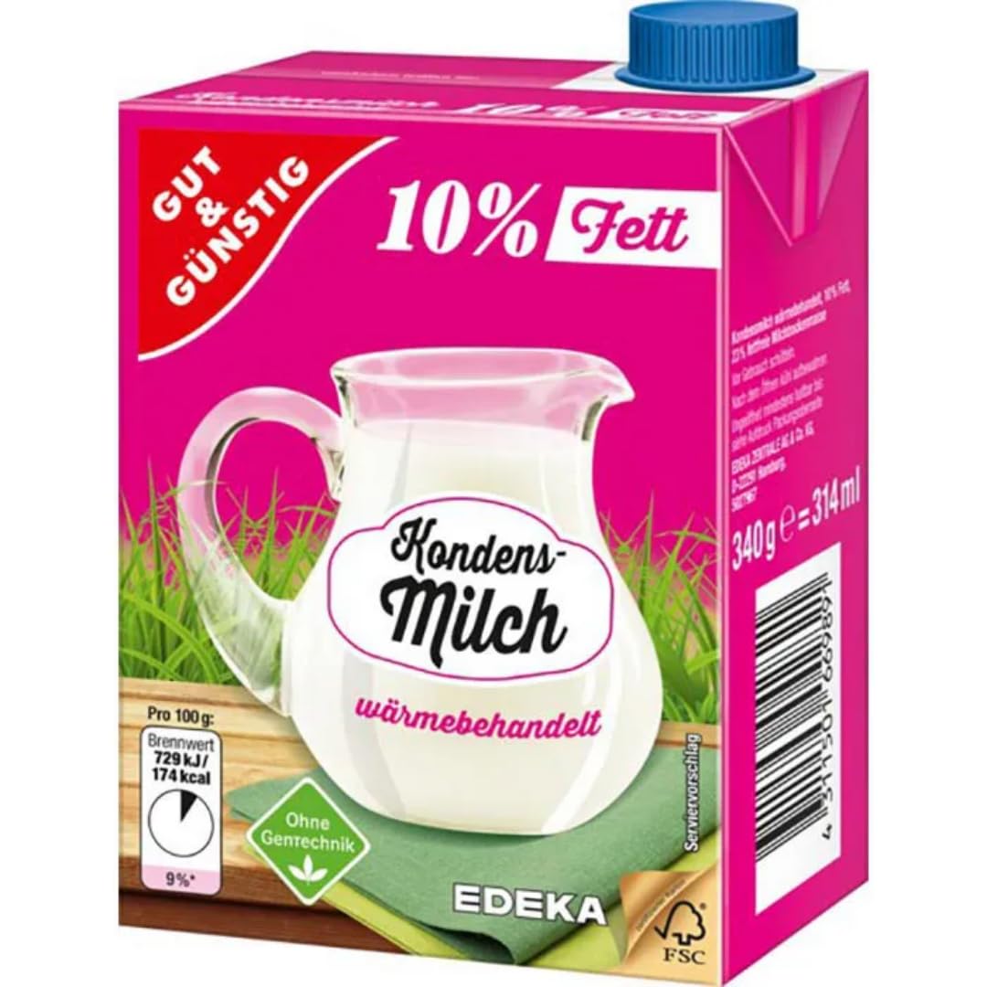 Gut&Günstig Kondensmilch Kaffeetraum 10% Fett im 320 Mililiter x 40 STÜCK mit Pufai Grocery Gratis