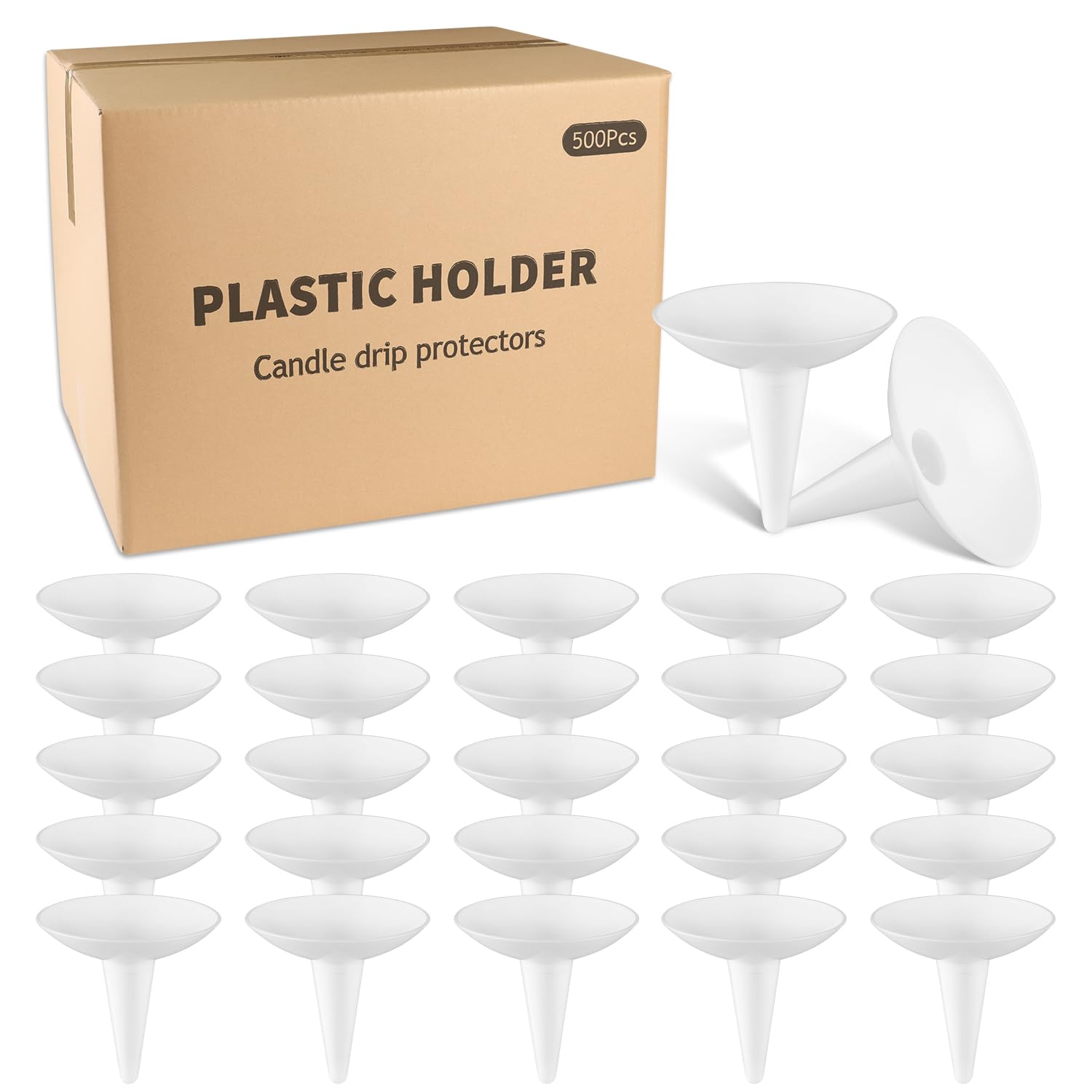 Set of 500 Candle Drip Protectors - Elegant White Reusable Candle Drip Protectors for Weddings Home Decor,Table Centerpieces,Church Candles Bulk.