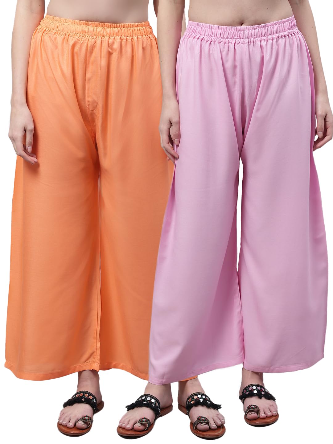 valles365 by s.c. Pack of 2 Flared Women Viscose Rayon Palazzo-picture-10