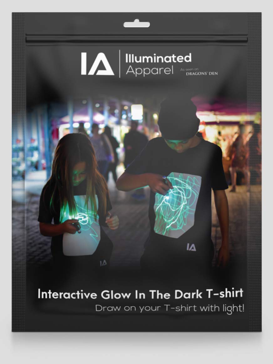 Illuminated Apparel Oryginalna interaktywna koszulka świecąca w ciemności - zabawa na przyjęcia urodzinowe i festiwale