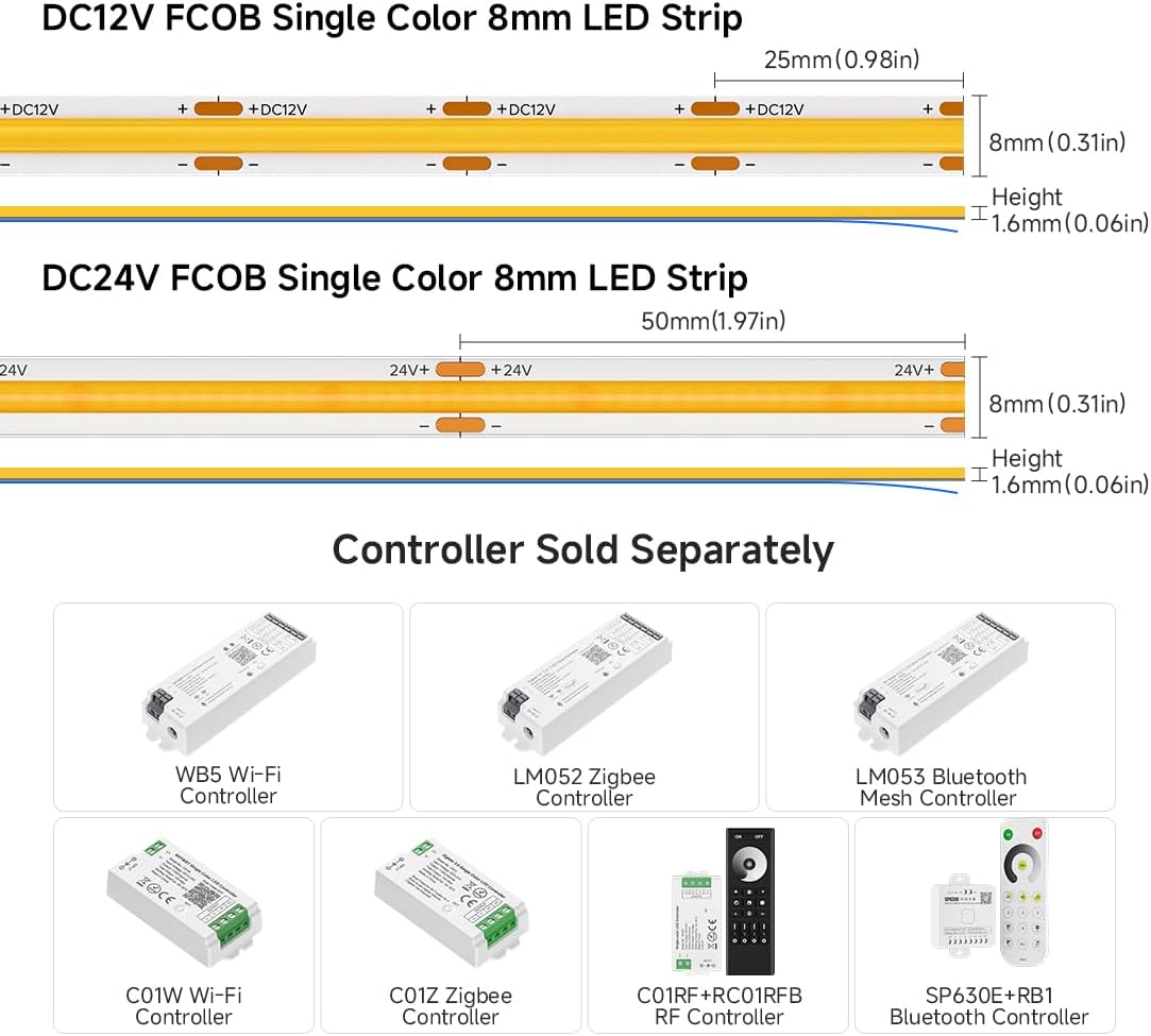 BTF-LIGHTING UL Listed Orange Color FCOB COB LED Strip Light image 5