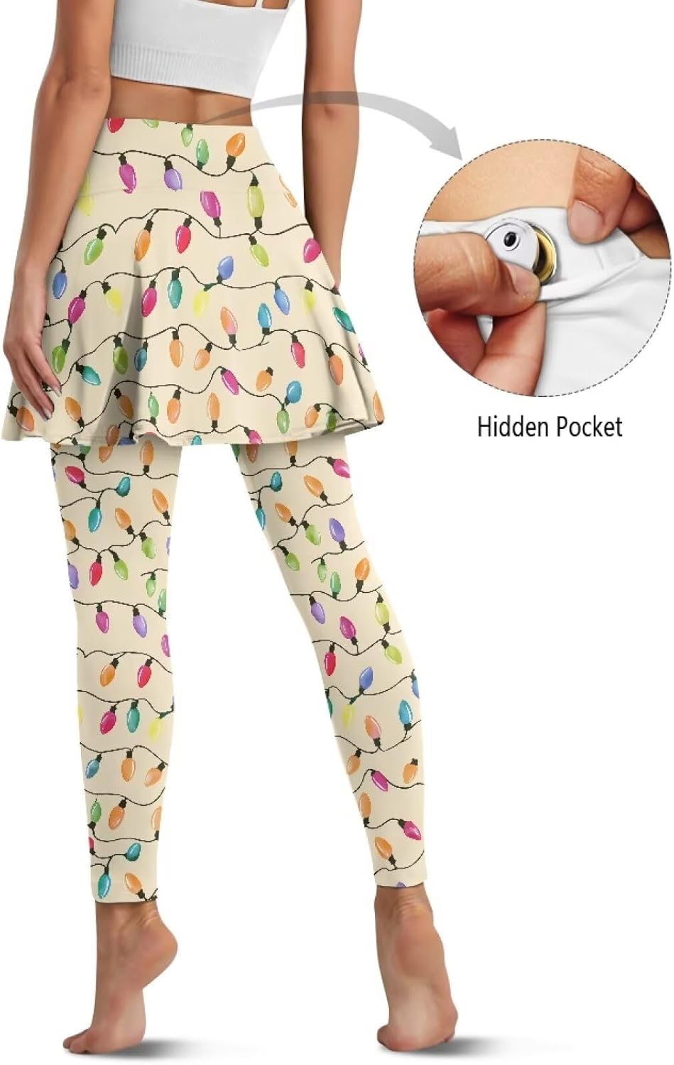 Skirted Legging for Women Printed Yoga Legging with Pockets Skirts Tennis Leggings Clothes XS-3XL