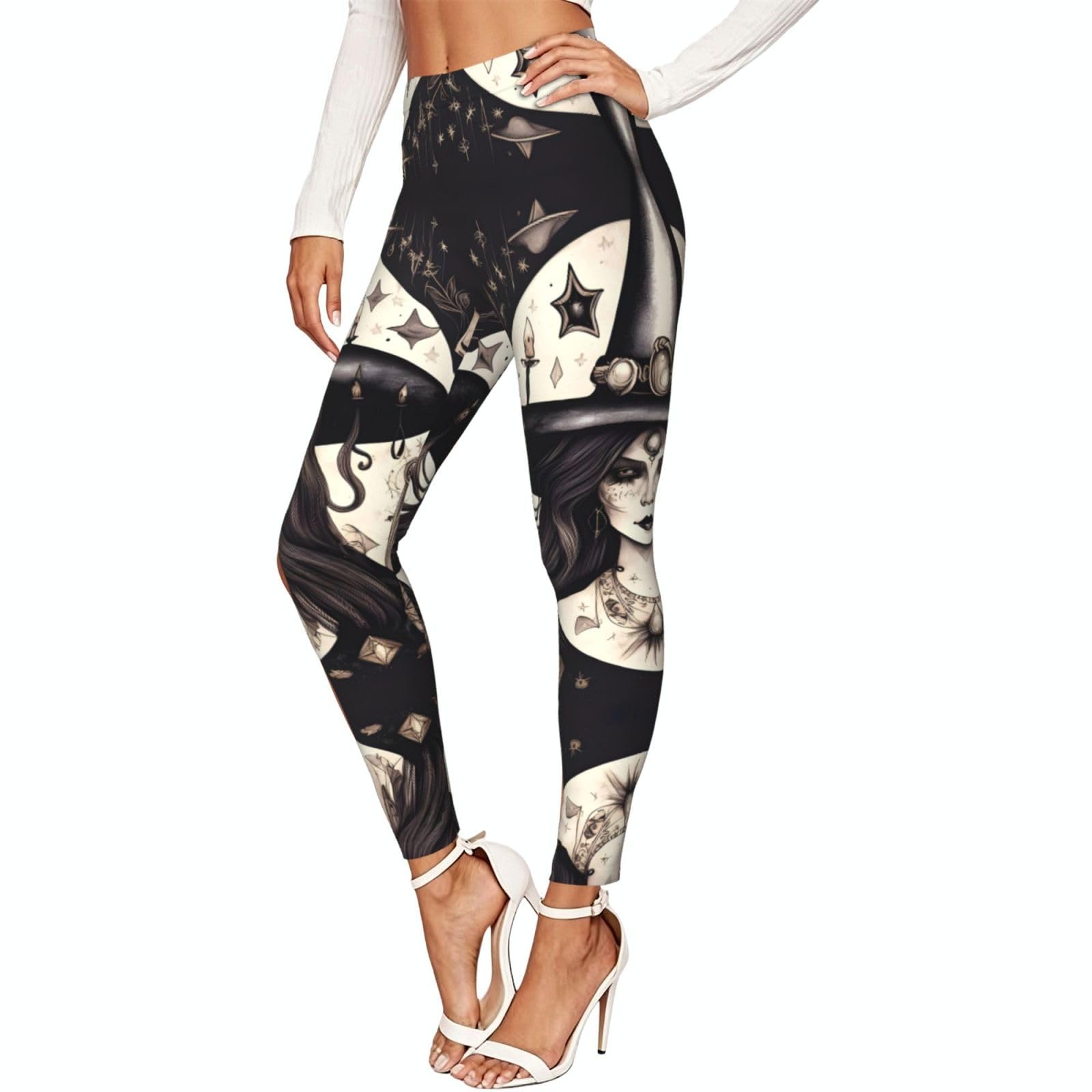 Leggings de compresión para mujer Magic Witch con estampado bohemio suave 7