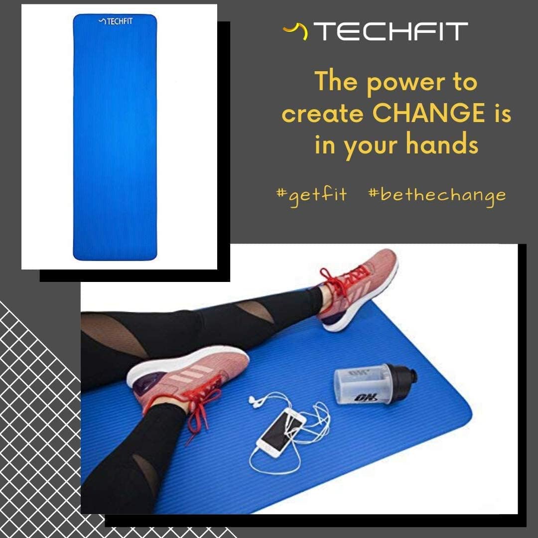 TechFit Fitness Tappetino Yoga Professionale - Ideale per Palestra in Casa, Esercizi del Pavimento, Campeggio, Stretching, Pilates 10 e 15 mm