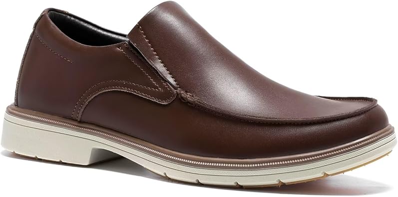 Orthopedic Business Leather Dress Shoes Comfortable Arch Support Plantar Fasciitis Formal Tuxedo Oxford for Mens, Casual Classic Modern Wingtip Slip On Loafers for Foot and Heel Pain Relief