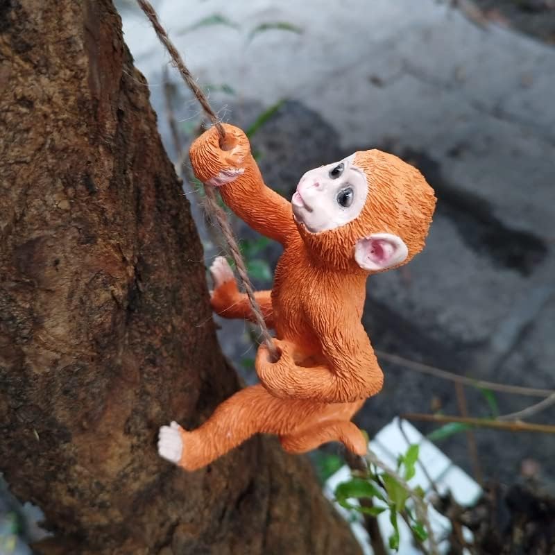 Climbing Monkey Tree Hugger Garden Monkey Statue Resin Animal Sculpture Yard Decor for Outside, Funny Tree Climber Figurine Outdoor Patio Lawn Ornaments