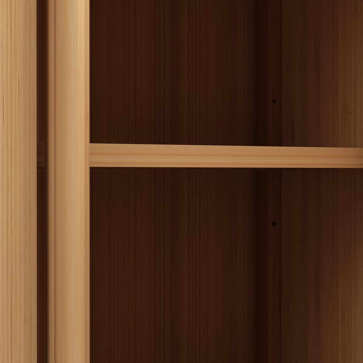 Ball & Cast Bamboo Storage-Cabinet, Bathroom Freestanding Cabinet with 2 Slat Doors,Multi-Purpose Bamboo-Floor Organizer for Entryway Living Kitchen Entryway, Natural