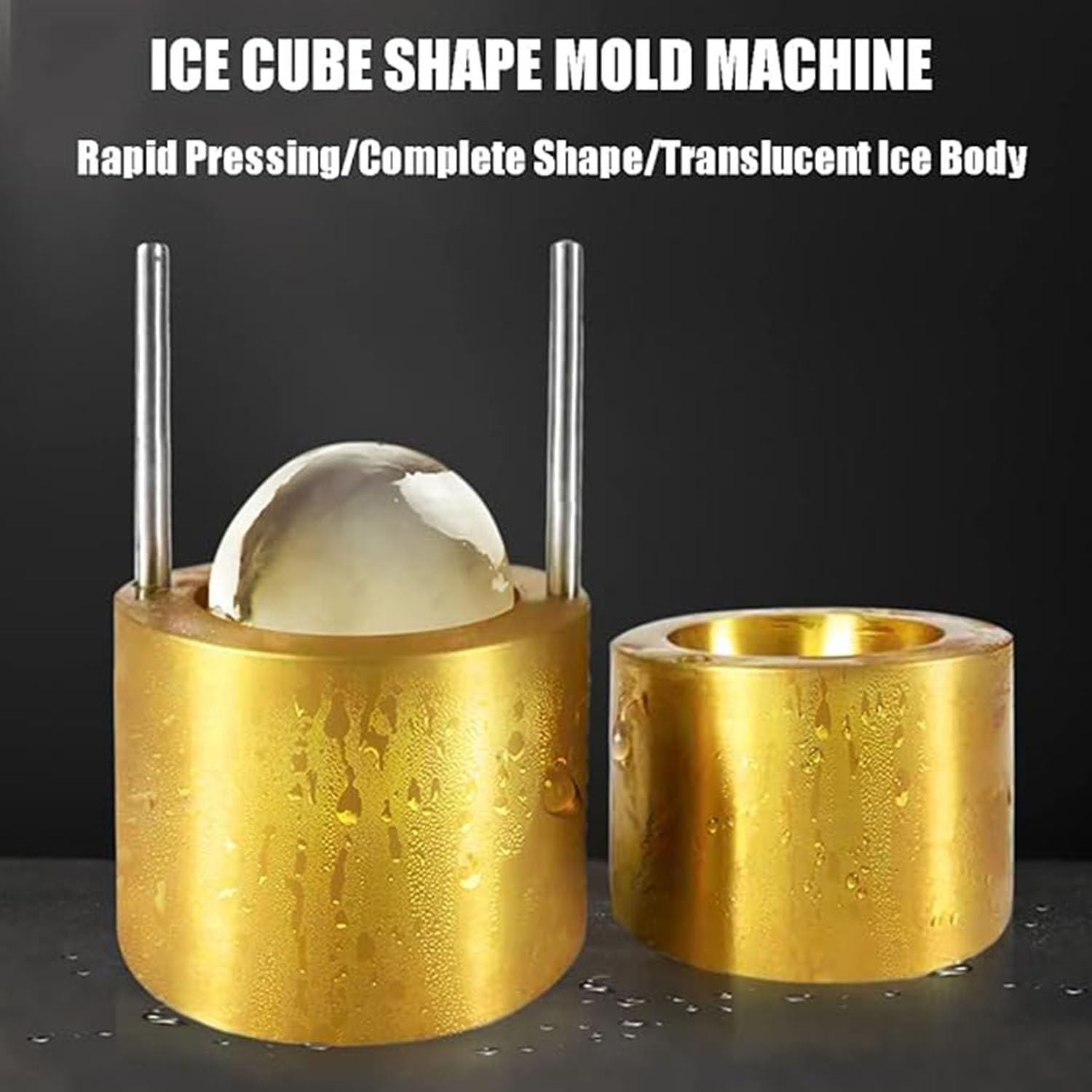 Prensa de bolas de hielo para cócteles perfectos,30mm-80mm Creación de grandes bolas de hielo cristalinas perfectas,para,Fiesta, Vacaciones, Camareros y Hogar,Plata,70mm