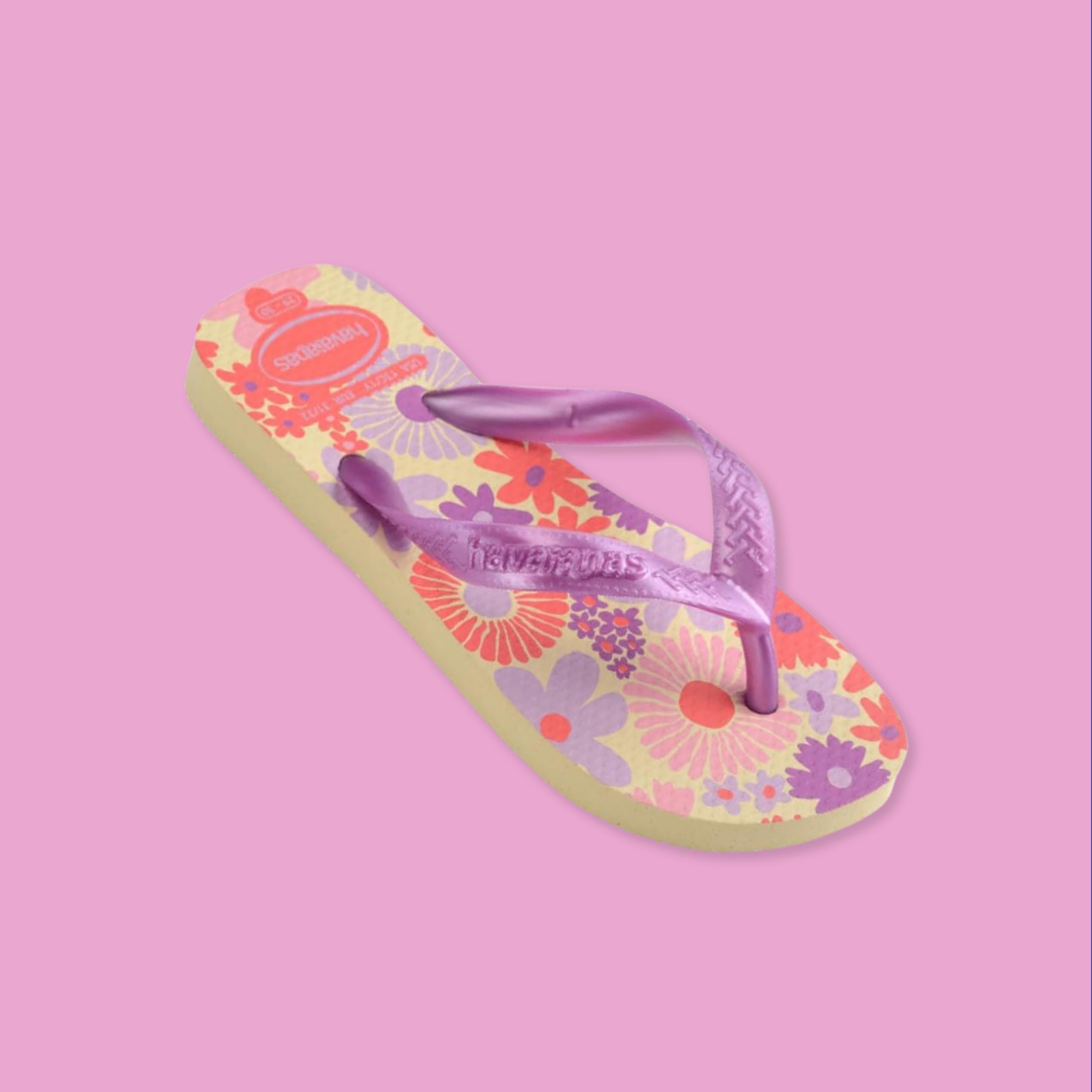 Havaianas - Kids Flores, Infradito, Comode, Resistenti E Divertenti, Suola Con Stampa Floreale, Cinghie Metalliche E Suola Antiscivolo, Bambine e ragazze