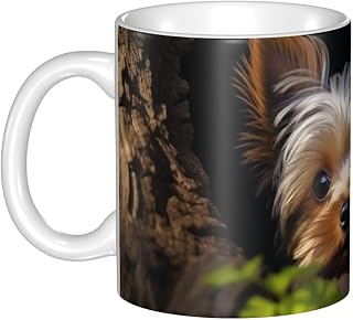 A Little Yorkshire Terrier Ceramic Coffee Mug 11oz Novelty Tea Cup With Handle Coffee Cup For Men Women Office Work