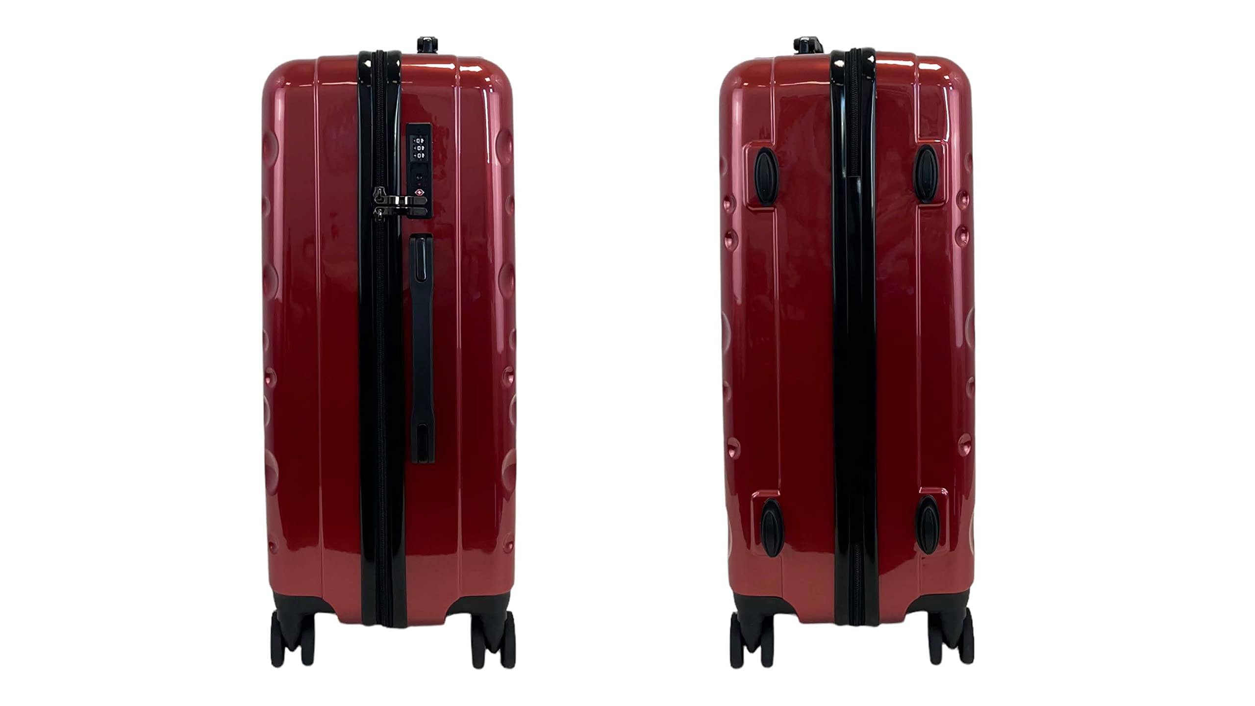 Set de 3 valises/Bagages ABS Rigide à 4 roulettes pivotante avec Serrure TSA intégré (Rouge vin, Set de 3)