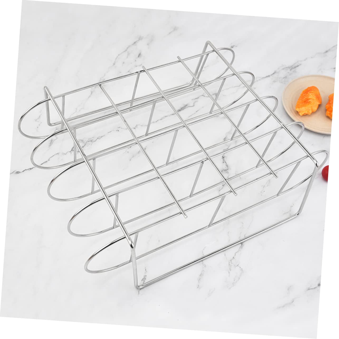 TOYANDONA Griglia in Acciaio Inox per Barbecue Supporto per Costolette in Piedi Utensile Barbecue per Grigliate all’Aperto Resistente per Feste Picnic in Giardino