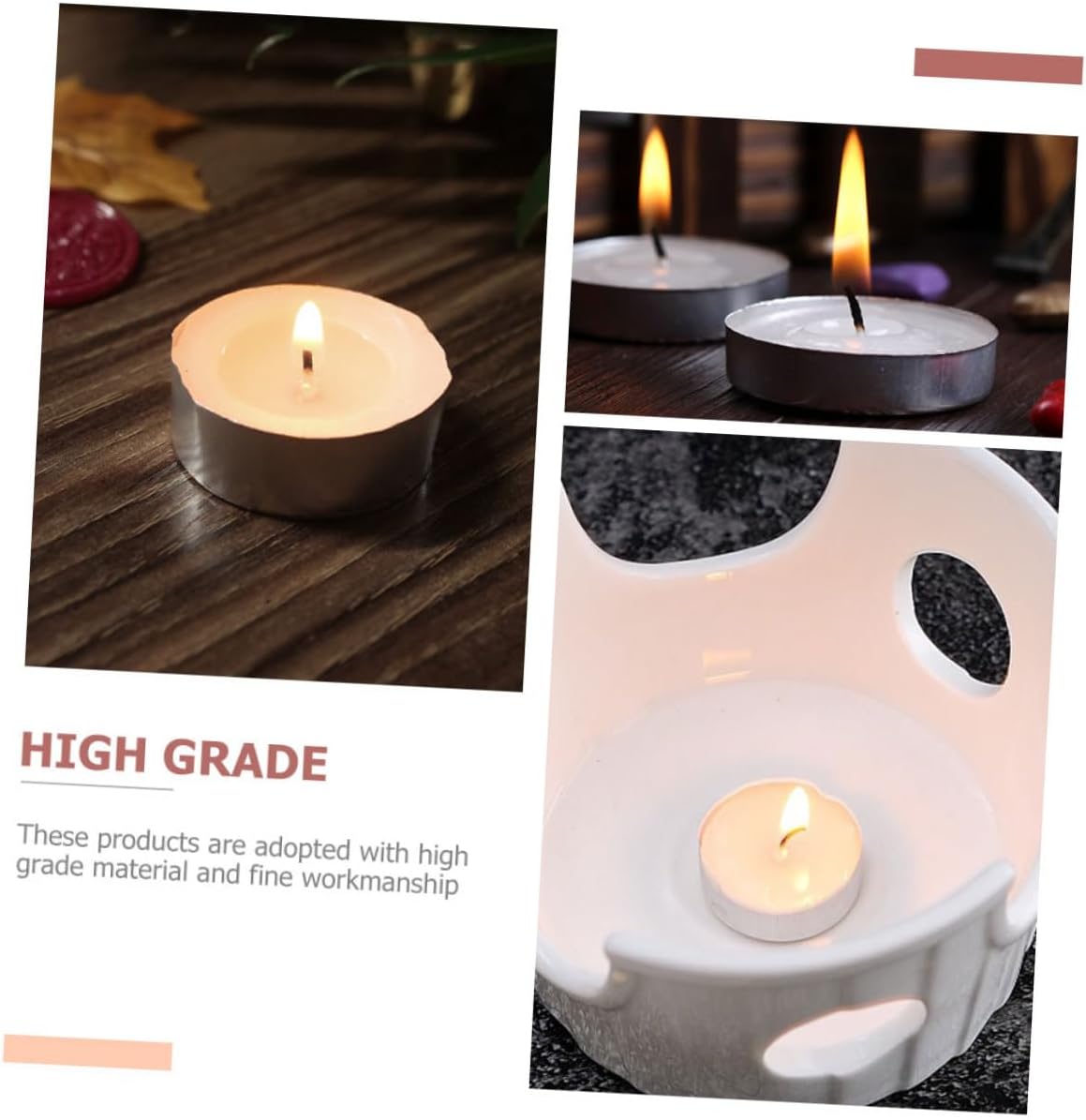 White Smokeless Tea Candles 10 Pack Paraffine Round Candles