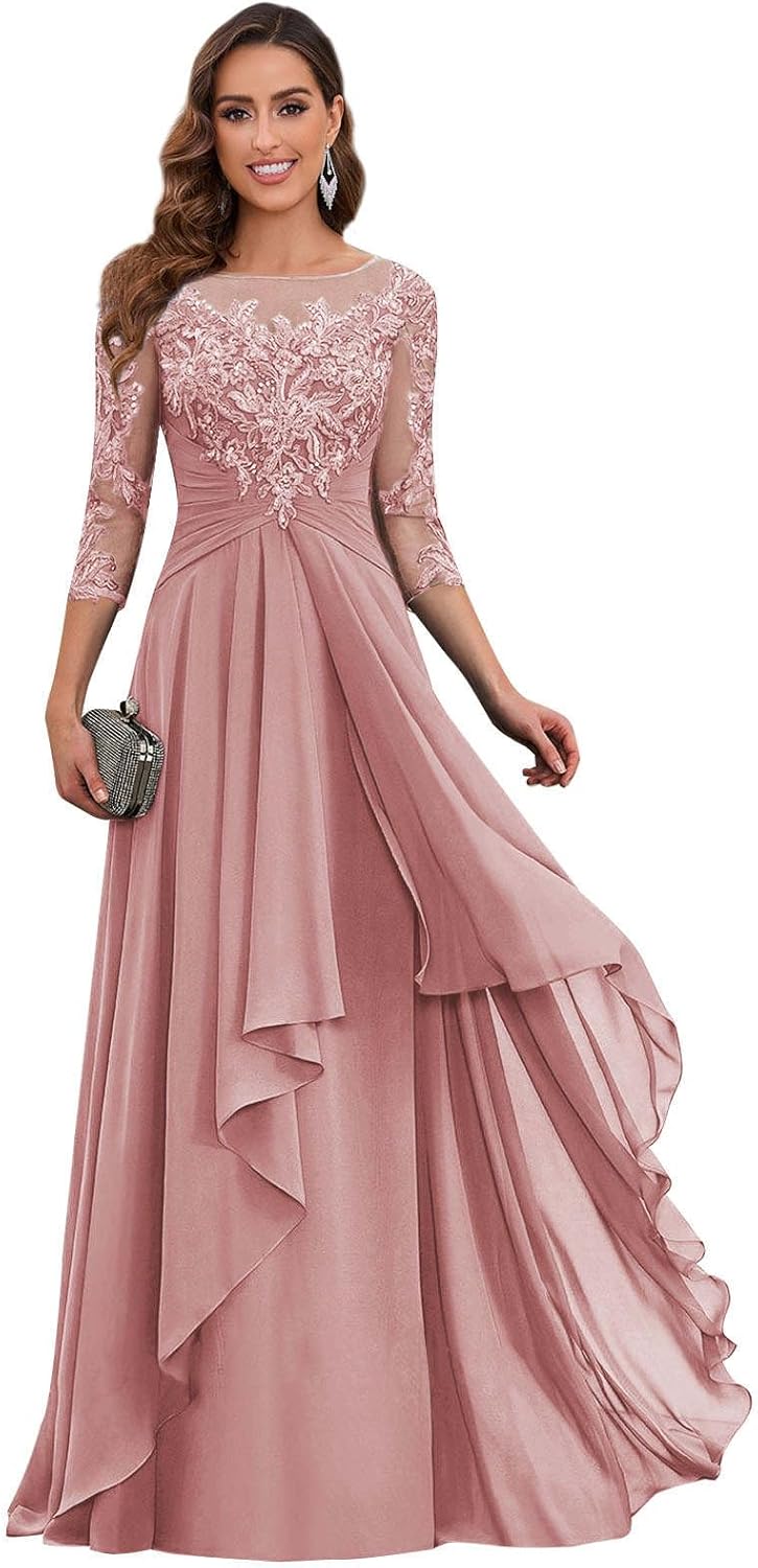 Fu Jiang Short Sleeve Lace Applique Mother of The Bride Dresses for Wedding Long Chiffon Formal Evening Dresses - Image 5