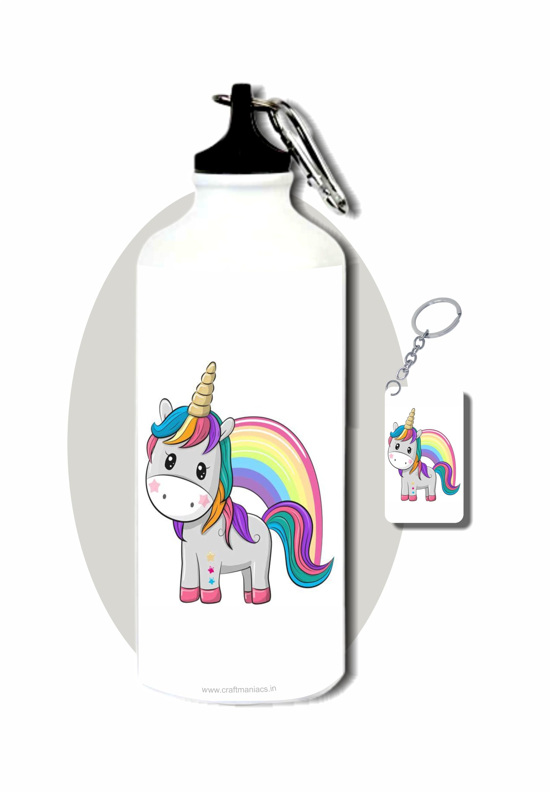 CRAFT MANIACS RAINBOW UNICORN 600 ML SIPPER BOTTLE & FREE WOODEN KEYCHAIN FOR GIRLS | BPA & LEAD FREE SIPPER FOR UNICORN LOVERS-image-24