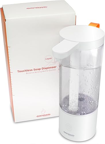 Práctico dispensador automático de bomba de jabón líquido con sensor recargable sin contacto de 17 onzas, ajustado por la distancia del sensor