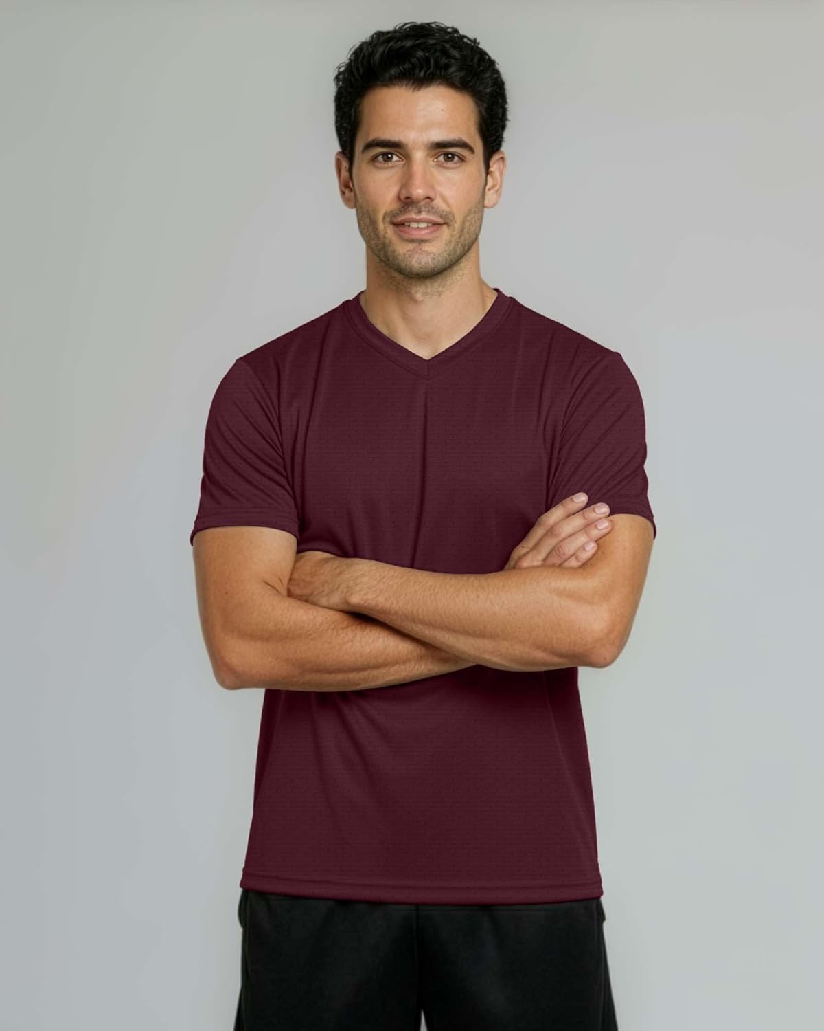 Real Essentials 5 Pack: Men's Breeze Tech V-Neck Dry Fit T-Shirts Moisture Wicking Athletic Workout & Gym Shirts (Big &Tall) - Image 2