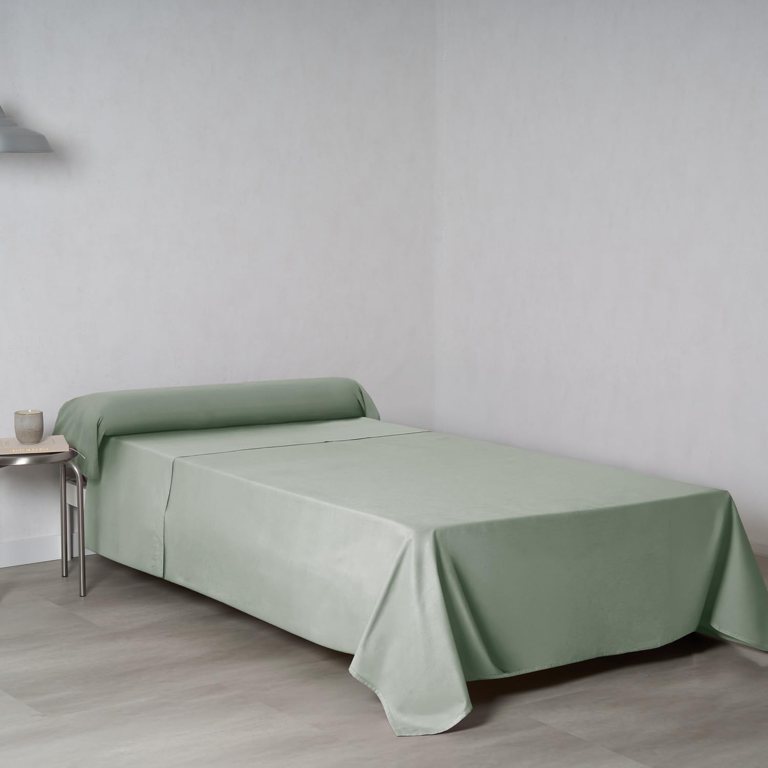 TRAMAS+ Drap carré et Demi-Drap 140x200, 100% Coton, Linge de lit, Drap et 2 taies d'oreiller, Standard 100 by Oeko-TEX - Green Tiffany