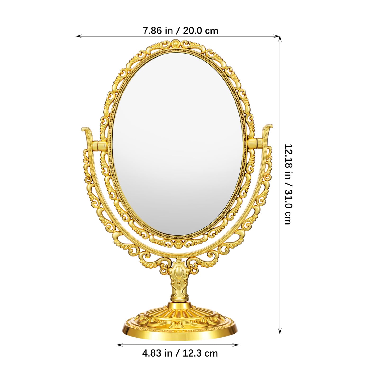 FOMIYES Gold Makeup Mirror Double-Sided Rotating Table Mirror Vintage Vanity for Bedroom Bathroom Desk Use - Image 4