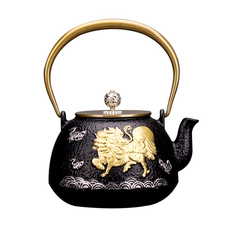 YADSHENG Cast Iron Tea Kettle Antique Cast Iron Teapot Japanese Style Iron Teapot Handmade Cast Iron Teapot Uncoated Boiling Water Teapot Teapots (Color : Cast Iron, Size : 1200ml)