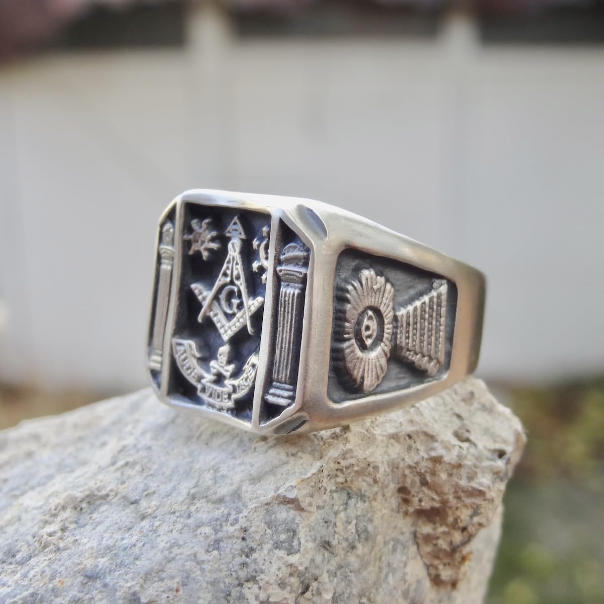 silverzone77 Freimaurer Ring Sterling Silber 925 Handmade Schmuck Juwelen