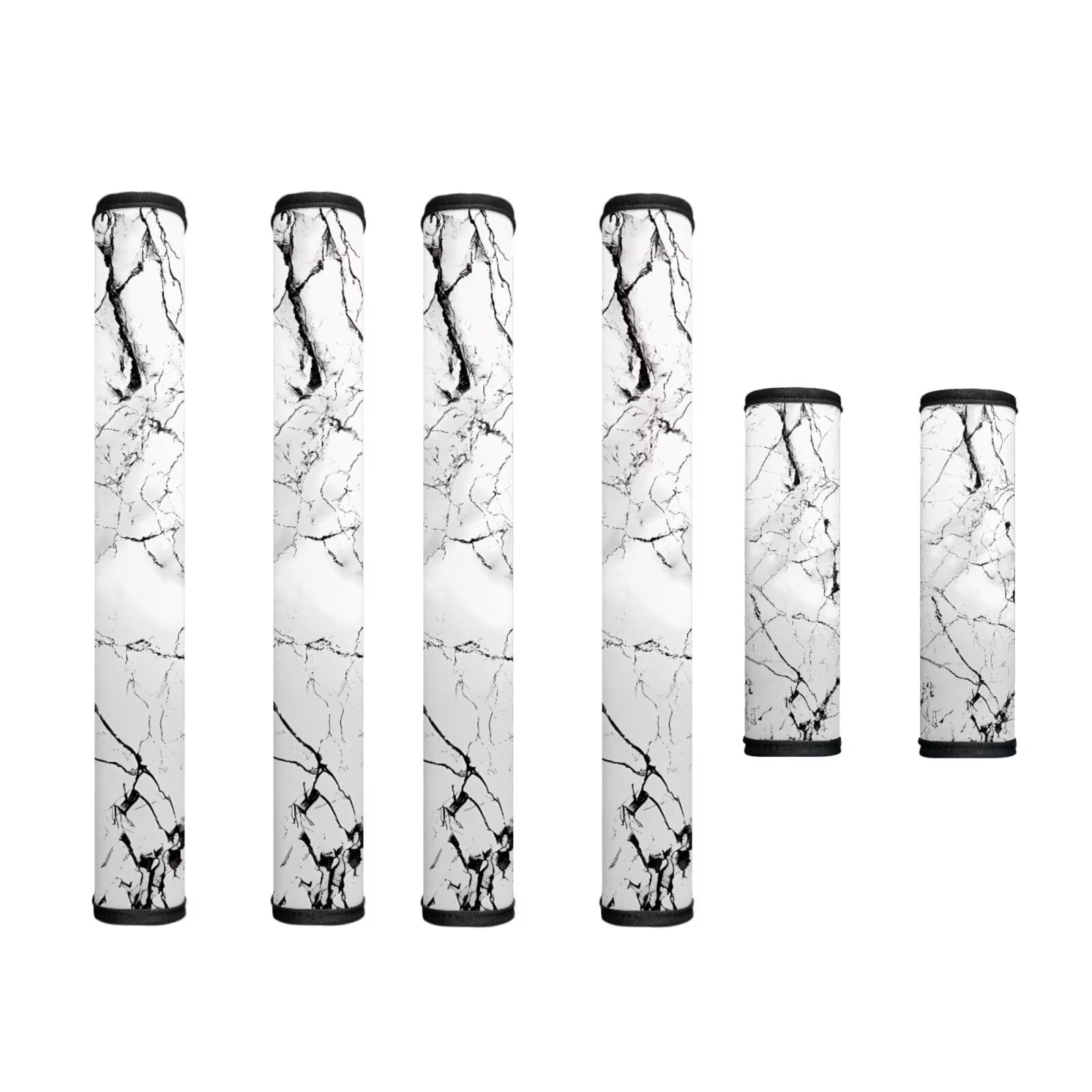 Fridge Door Handle Covers Pack of 6 Kitchen Appliance Decor Handles Waterproof Door Cloth Protector for Refrigerator Kitchen Cabinet Dishwasher, White Marble Black Crack