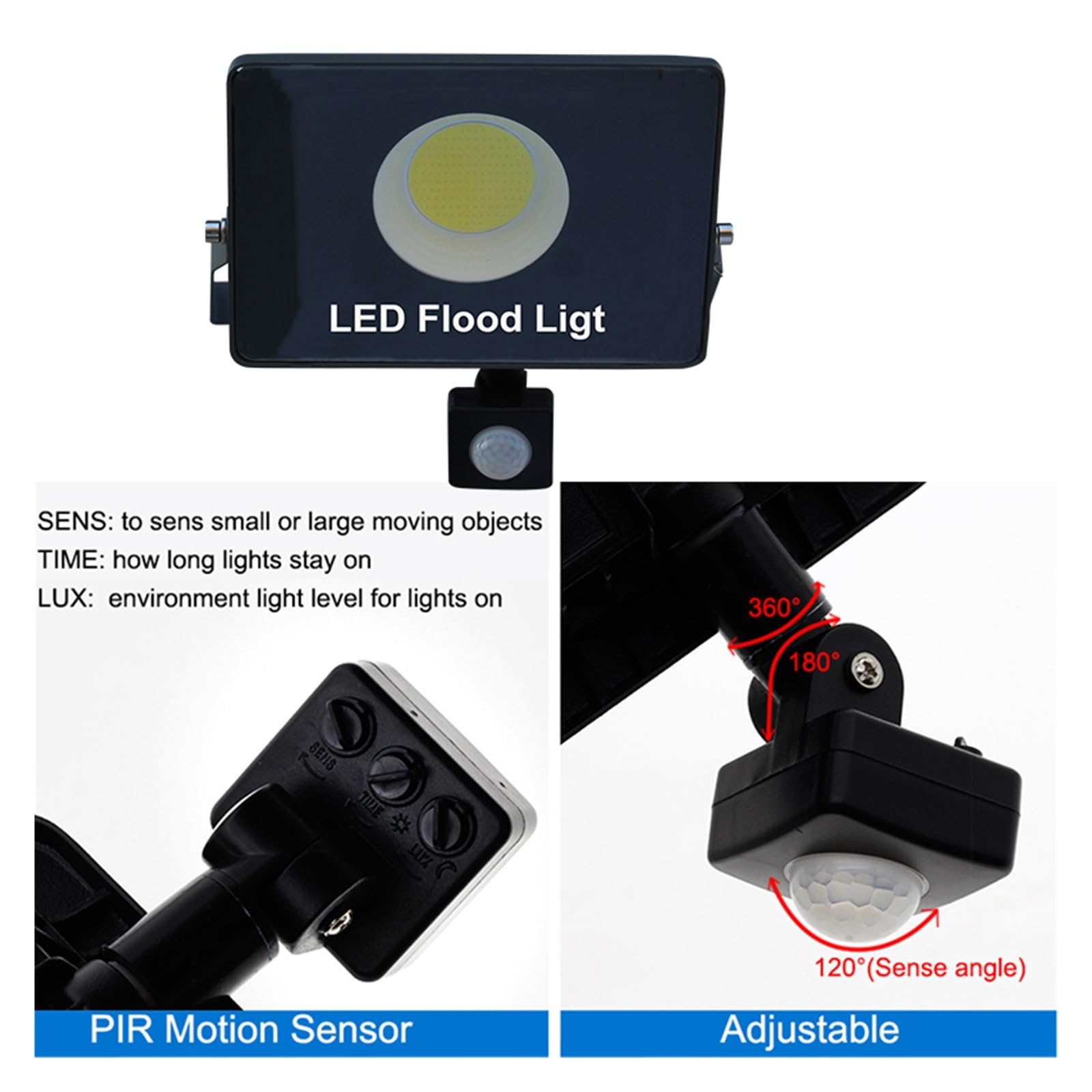 Reflektory LED na zewnątrz, Reflektor LED LED Lampa Indukcyjna PIR 30W 50W 100W Wewnątrz I Na Zewnątrz Korytarz Or Ścieżka Czujnik Ruchu Oświetlenie Powodziowe na podwórko, parking, patio, plac zabaw