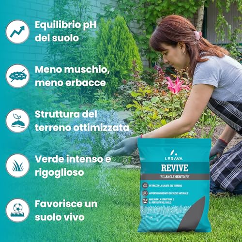 Lerava® Revive - Calcare Per Prato Premium – Trattamento Naturale Per Un Prato Verde E Sano, Riduce Il Muschio E Regola Il Ph Del Suolo, Facile Da Applicare, Effetto Rapido E Duraturo - 9 Kg Sacco - 3