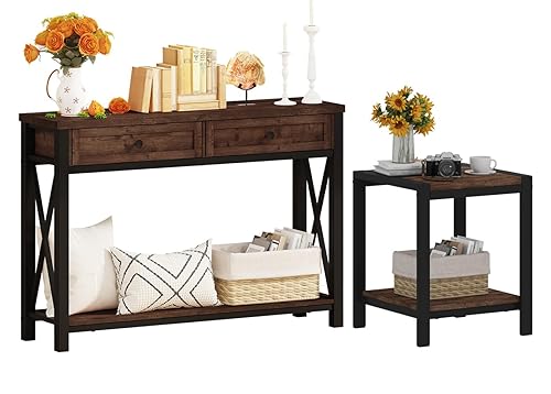 BON AUGURE Console Table with 2 Drawers, Small Side Table
