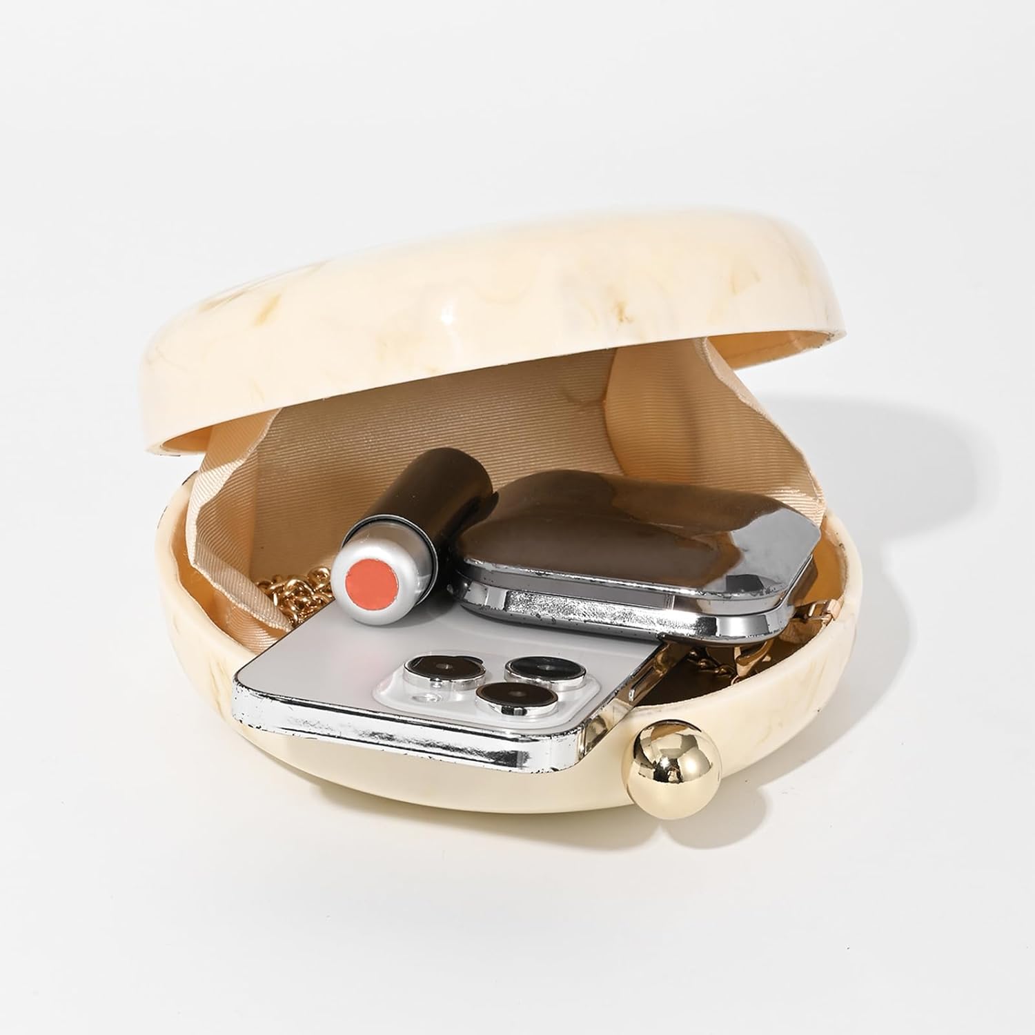 Acrylic Clutch Purse For Women, Designer Handbags Wedding Guest Bag Round Shaped Evening Bag Shell Purse - Image 8