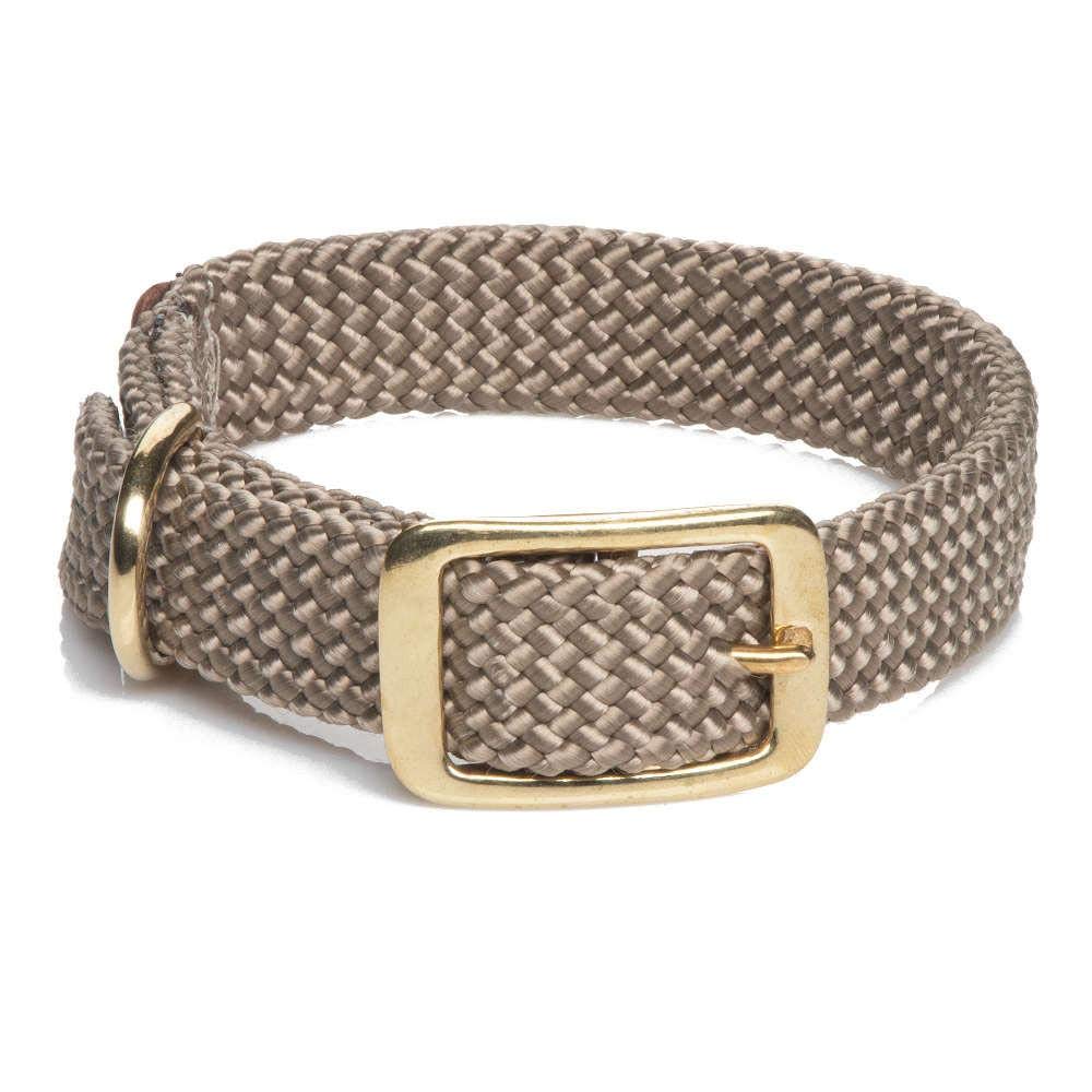 Mendota Pet Double Braid Collar - Brass - Dog Collar - Made in The USA - Tan, 1 in x 18 in Standard