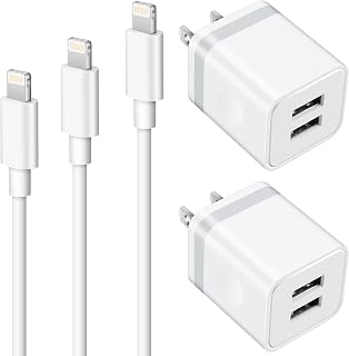 iPhone Charger [MFi Certified], ARCCRA 3FT 6FT 10FT iPhone Charger Cord Long Charging Cable + 2 X Dual USB Wall Charger Block Plug Adapter Cube for iPhone 13/12 Pro Max/11/XS/XR/X/8/7/6 Plus/SE, iPad