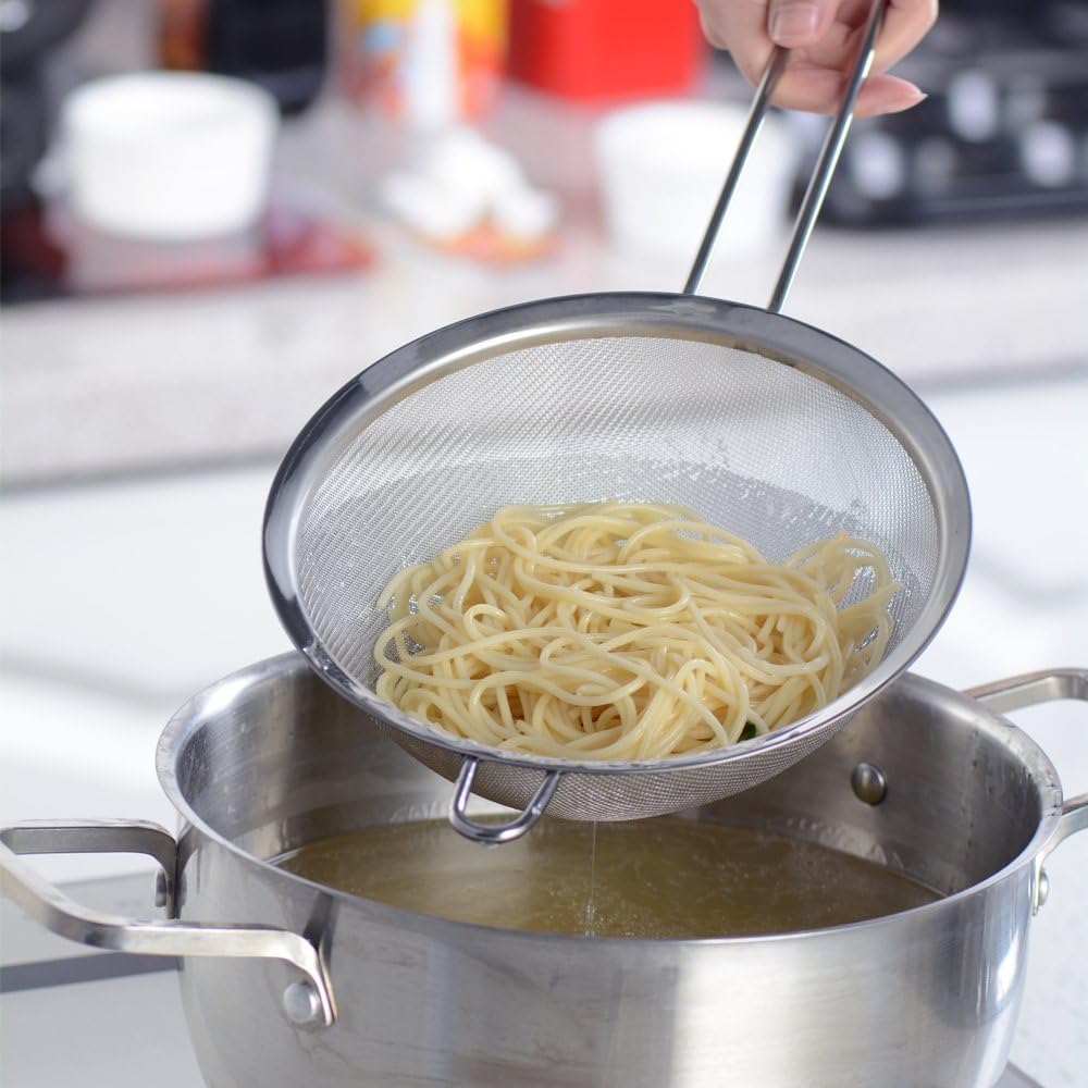 Zesproka ZP129 Set of 3 Stainless Steel Fine Mesh Strainers for Kitchen, 3.26", 5.78", 7.75", Silver: Home & Kitchen