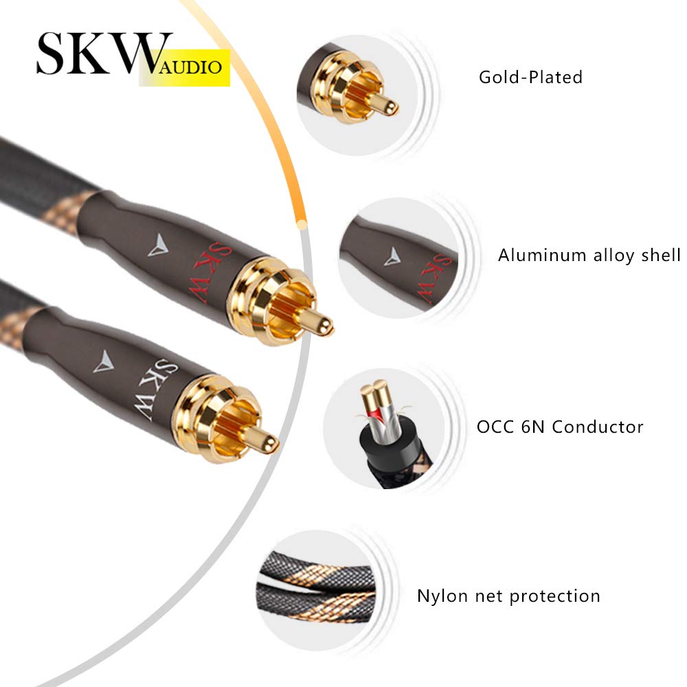 80% оƒƒ Dіѕсоunt SKW Audiophiles RCA Cable 2RCA Male to 2RCA Male HiFi System Interconnect Cable with Diameter 7mm(4.9ft/1.5M,Black,Nylon)
