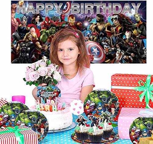 KEYXE Superhero Theme Birthday Party Supplies Kit #TOP1